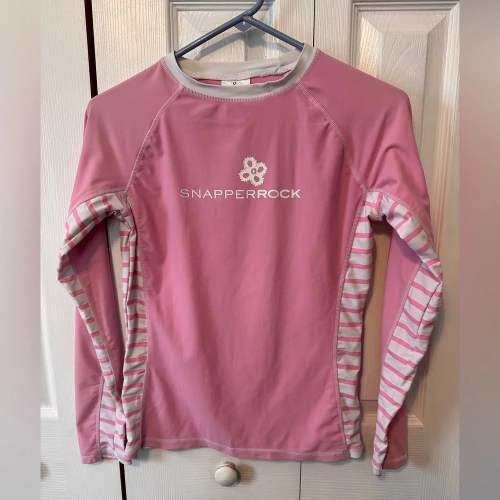 Snapper Rock Pink and White Rash Guard Size Kids 14